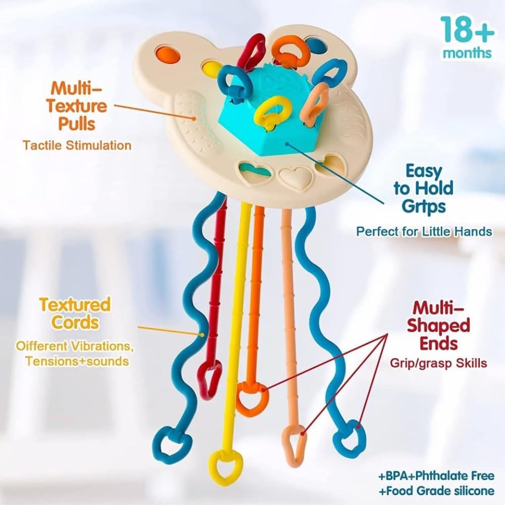 Baby Teether Pull String Sensory Rattle Toy - 888 - Default Title - Odeez | Educational Toys Pakistan 