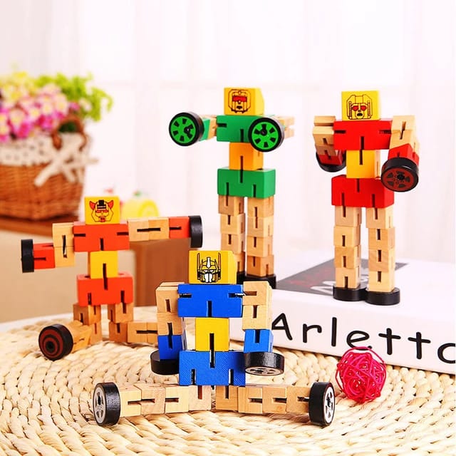 DIY Wooden Robot Transformation Twisting Blocks - 715 - Default Title - Odeez | Educational Toys Pakistan 