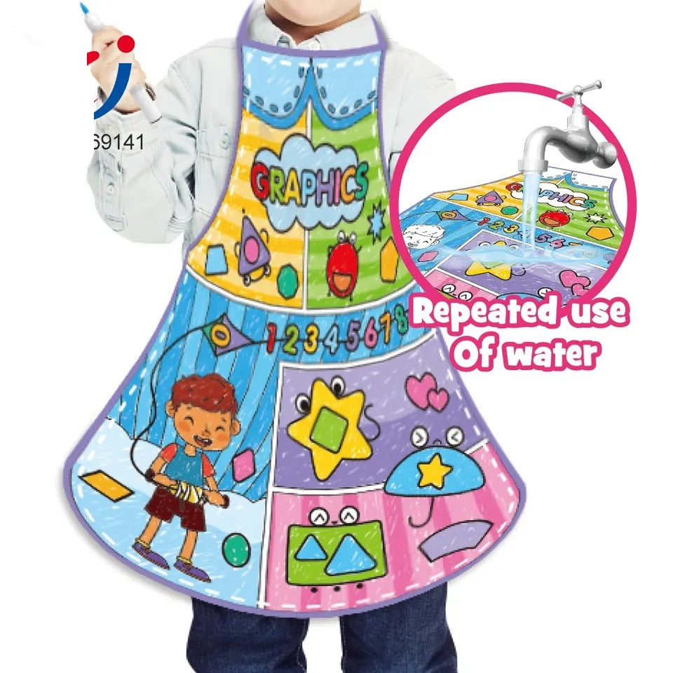 Washable Drawing Apron with 12 Colorful Marker Set - 10D - Default Title - Odeez | Educational Toys Pakistan 