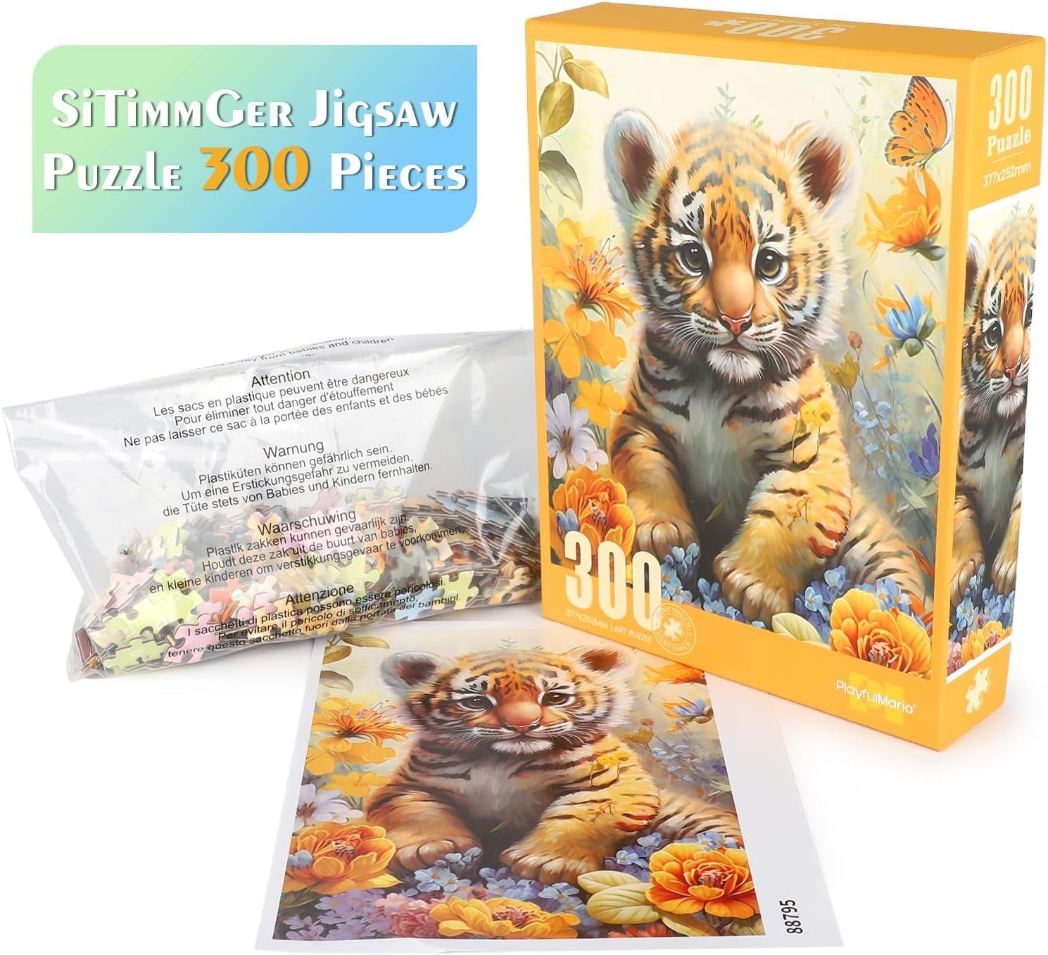 Cute Tiger Flower Grove Jigsaw Puzzles for Adults - 300 pieces - Default Title - Odeez | Educational Toys Pakistan 