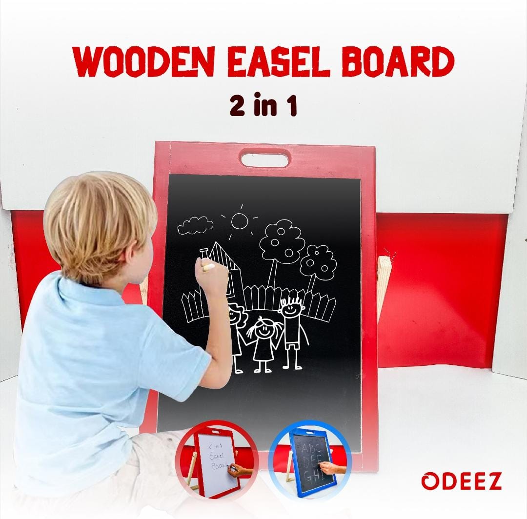 2 in 1 Small Wooden Easel Board For Kids - 008 - Default Title - Odeez | Educational Toys Pakistan 