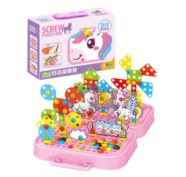 DIY Unicorn 5in1 3D Electric Drill Screw Creative Kit - 56A - Default Title - Odeez | Educational Toys Pakistan 