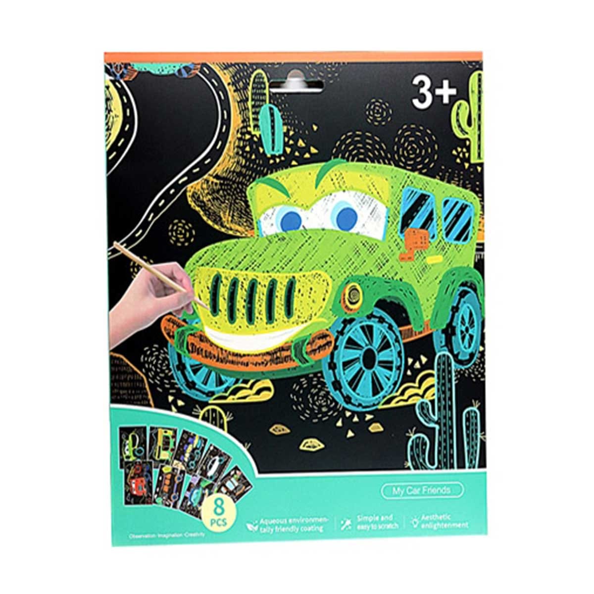 8 Scratch Paper My Car Friends - 20 cm - Default Title - Odeez | Educational Toys Pakistan 