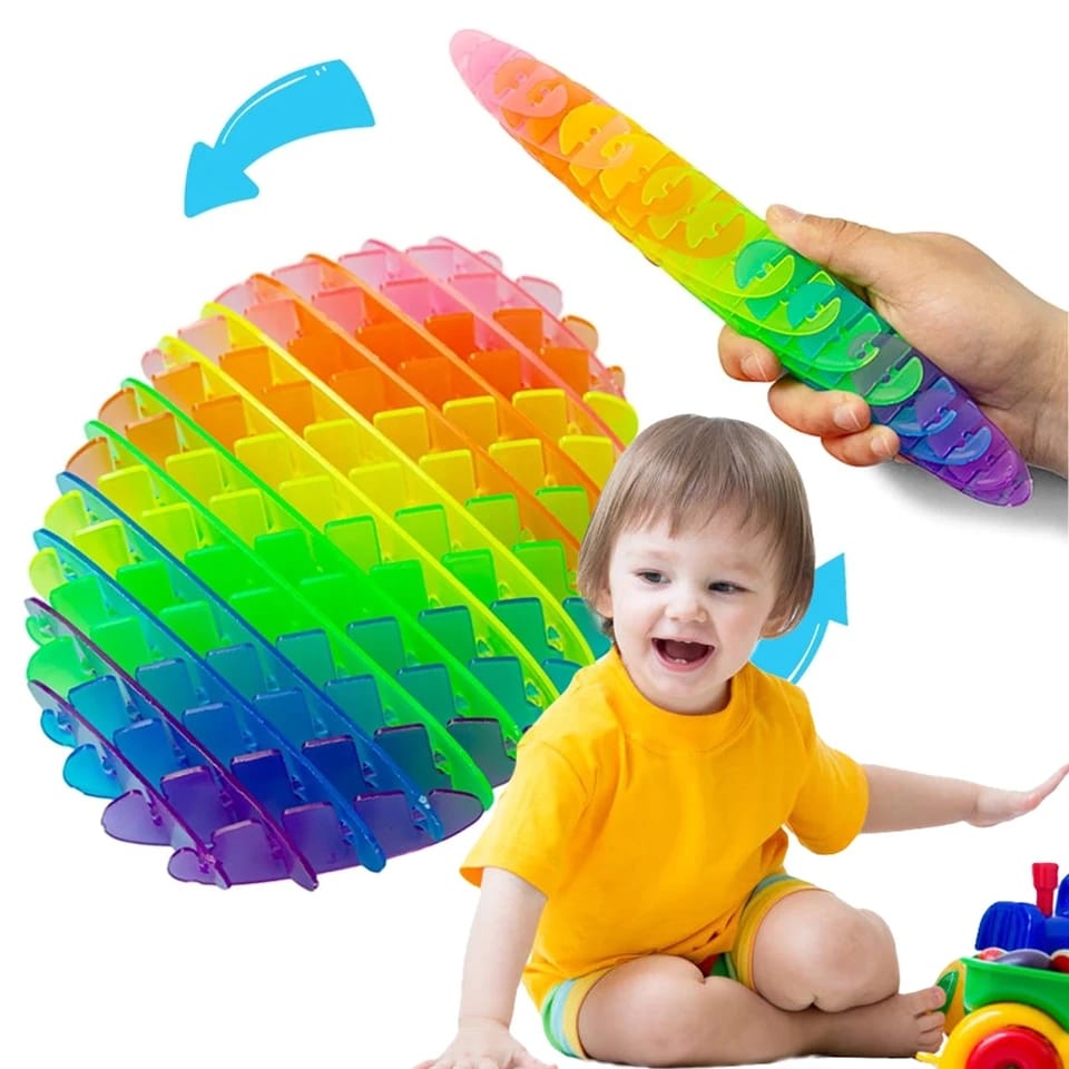 Rainbow Plastic Worm Fidget Anti Stress Shapeshifter - 856 - Default Title - Odeez | Educational Toys Pakistan 
