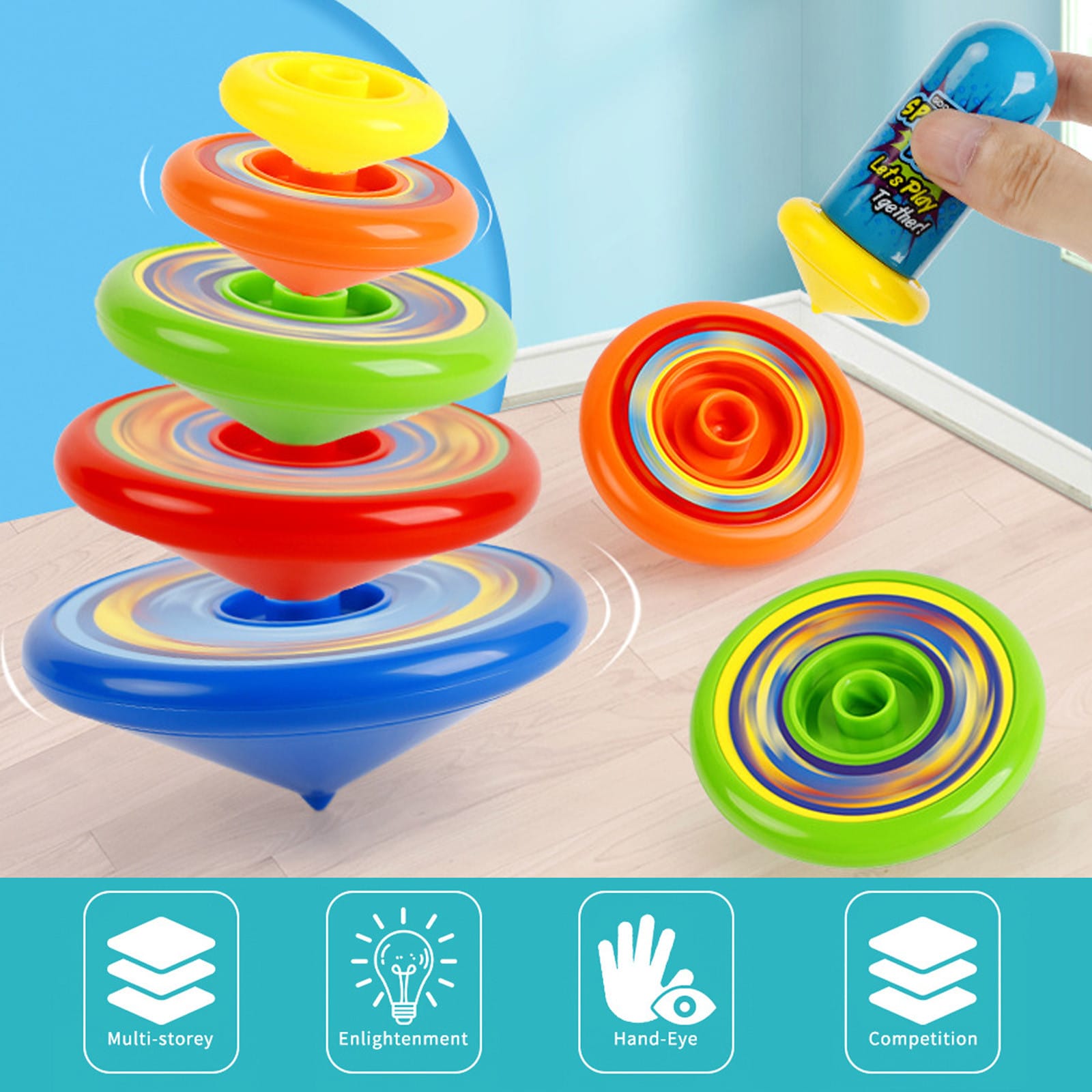 Spinning Top - Shoot Gyro Rotation Game - 5 Pieces - Default Title - Odeez | Educational Toys Pakistan 