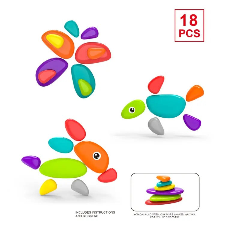 Interesting Colored Pebbles Stacking Blocks 18 Pieces - 044 - Default Title - Odeez | Educational Toys Pakistan 