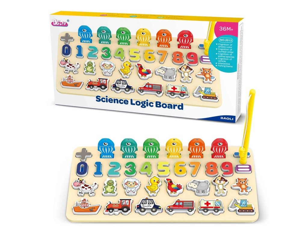 Numbers, Animals and Vehicles Interactive Board with Magnetic Fishing - 013 - Default Title - Odeez | Educational Toys Pakistan 