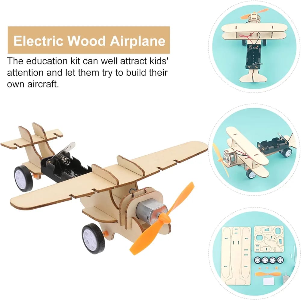 DIY STEM Electric Aeroplane Wooden Experiment Kit - 504 - Default Title - Odeez | Educational Toys Pakistan 