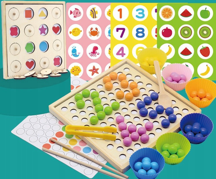 2 in 1 Montessori Beaded Memory Wooden Game - 180 - Default Title - Odeez | Educational Toys Pakistan 