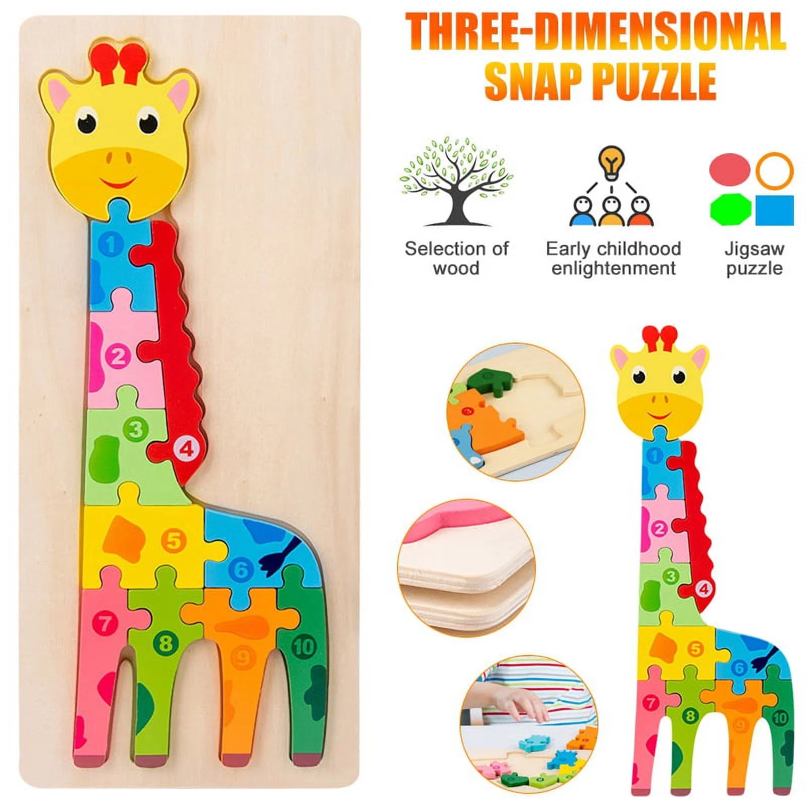 3D Wooden Animal Board - Giraffe - Default Title - Odeez | Educational Toys Pakistan 