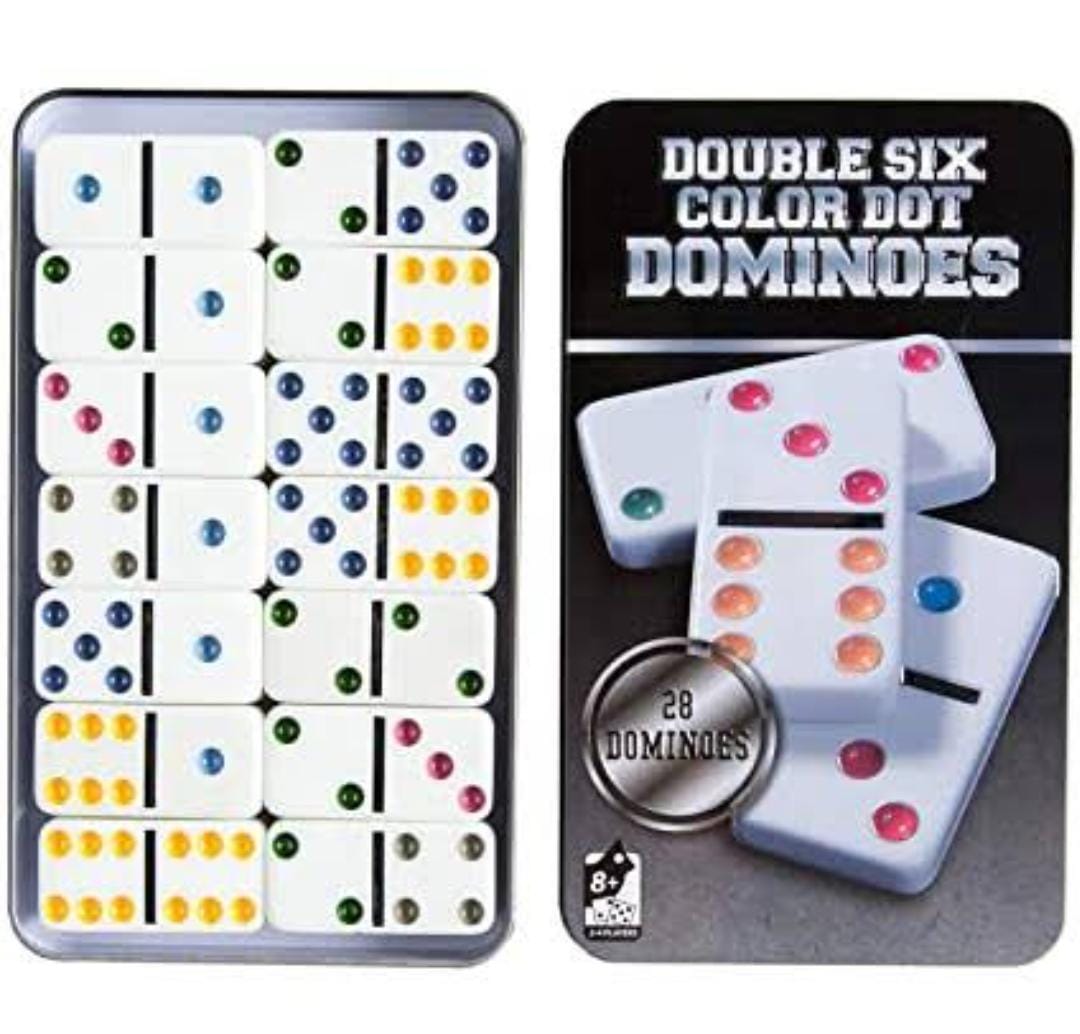 Dominoes Six Color Dot with Metal Box - 2 to 4 Players - Default Title - Odeez | Educational Toys Pakistan 