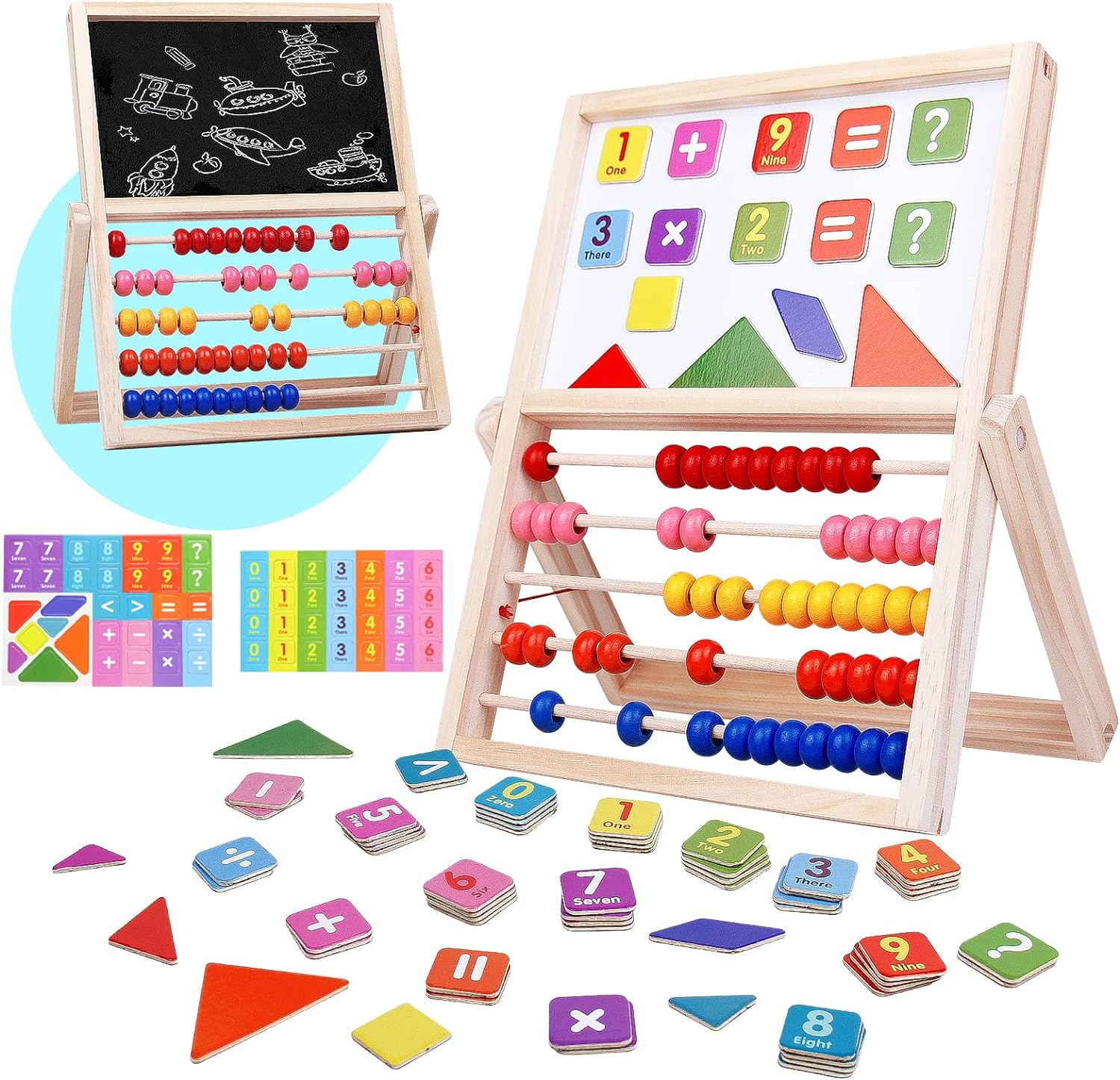 3in1 Montessori Numeric Abacus Learning Board with Marker - Default Title - Odeez | Educational Toys Pakistan 