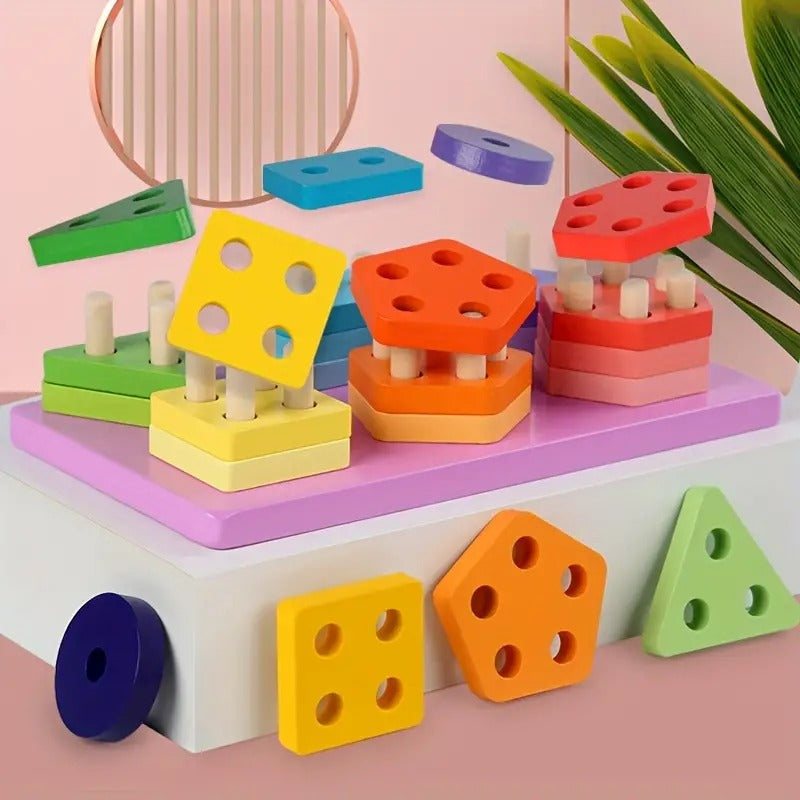 Wooden Building Blocks and Six Sets Of Column - 60A - Default Title - Odeez | Educational Toys Pakistan 