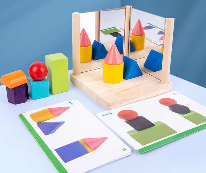 Mirror Wooden 3D Shape Pattern Blocks - 893 - Default Title - Odeez | Educational Toys Pakistan 