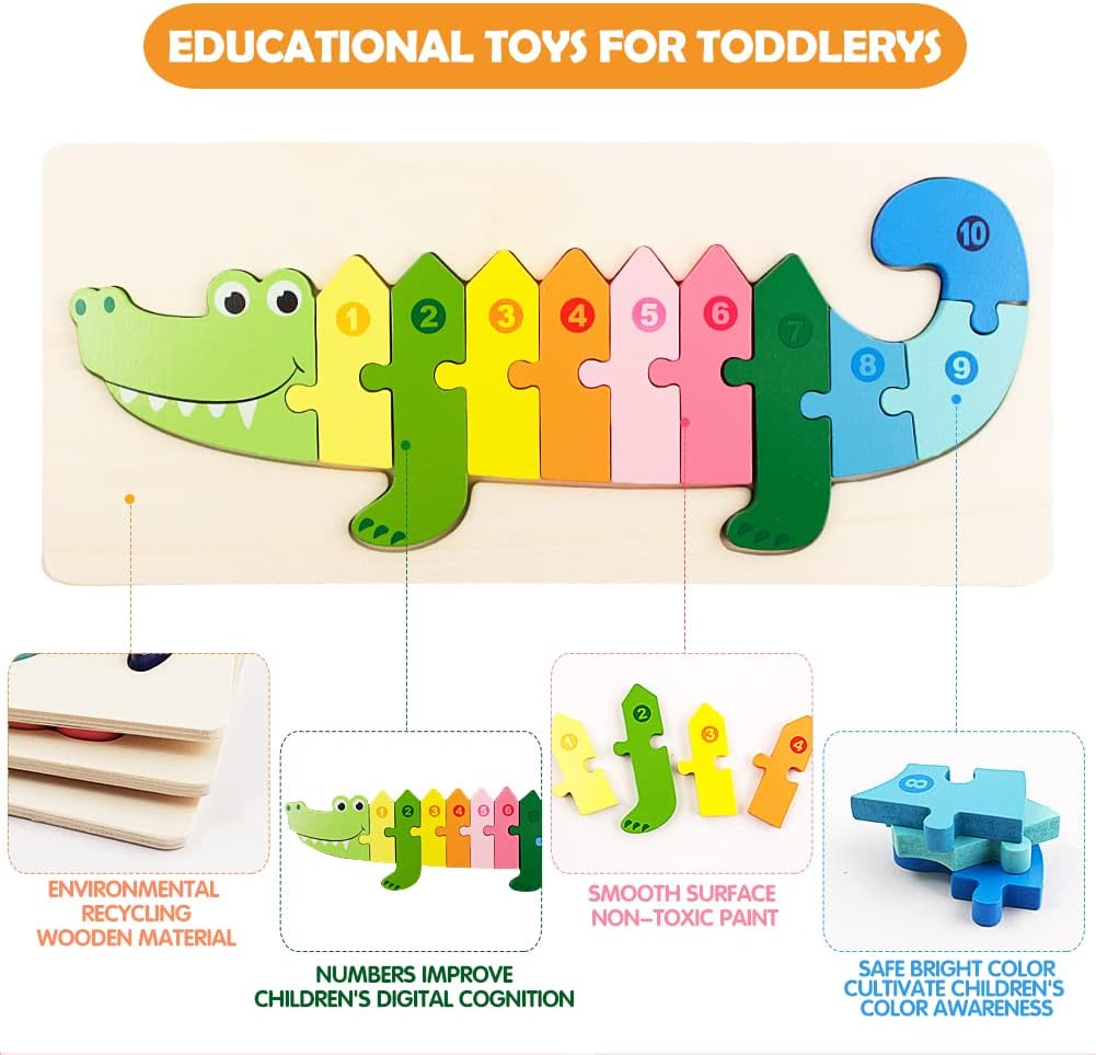 3D Wooden Animal Board - Crocodile - Default Title - Odeez | Educational Toys Pakistan 