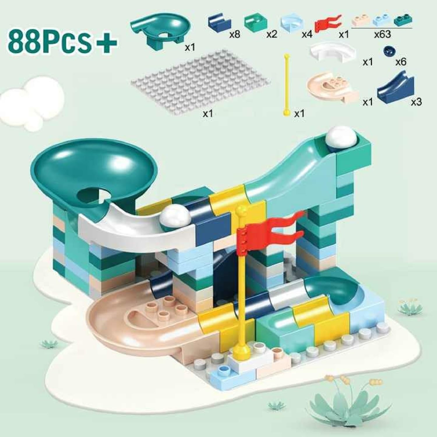 Variable Slide Way Assembly Building Blocks 88 Pieces - 94A - Default Title - Odeez | Educational Toys Pakistan 