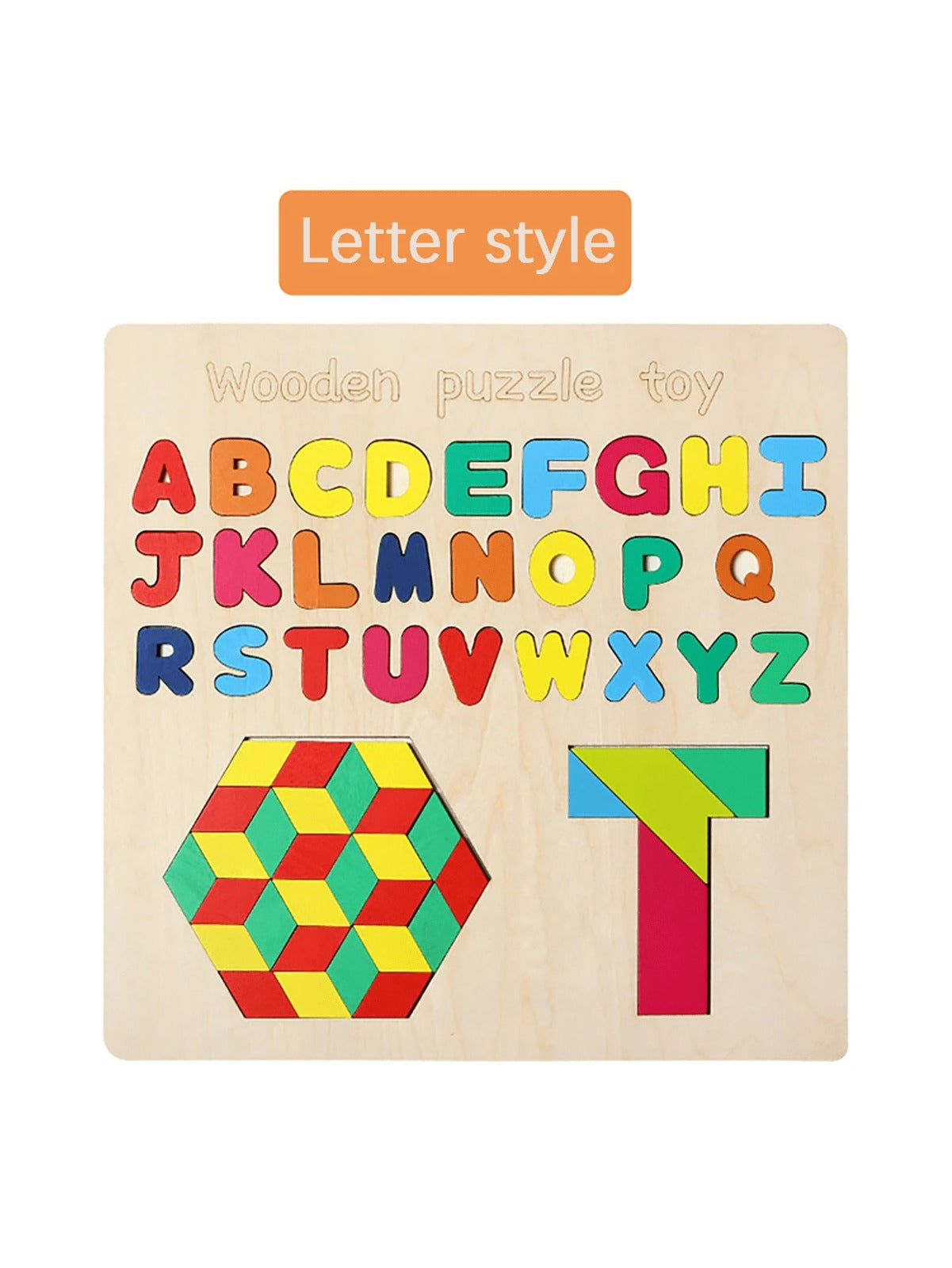 3 in 1 Wooden Alphabet Tangram Puzzle Board - 249 - Default Title - Odeez | Educational Toys Pakistan 