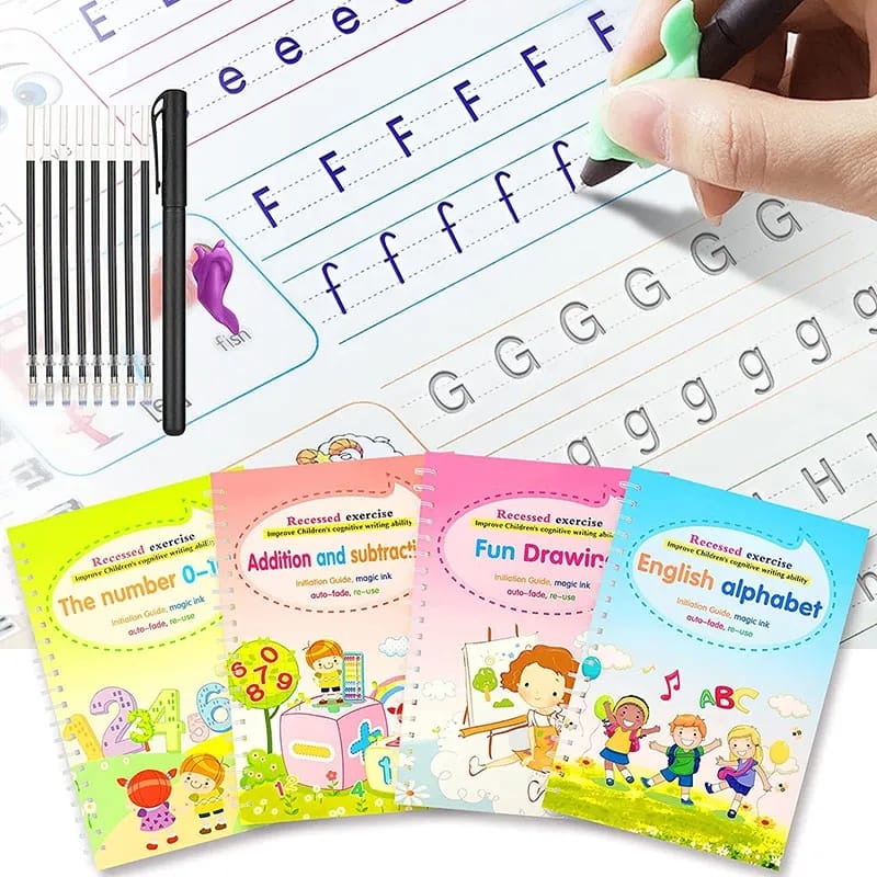 4 in 1 Sank Magic Reusable Writing Book with Pens & Refill - Default Title - Odeez | Educational Toys Pakistan 