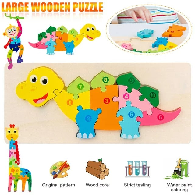 3D Wooden Animal Board - Dinosaur - Default Title - Odeez | Educational Toys Pakistan 