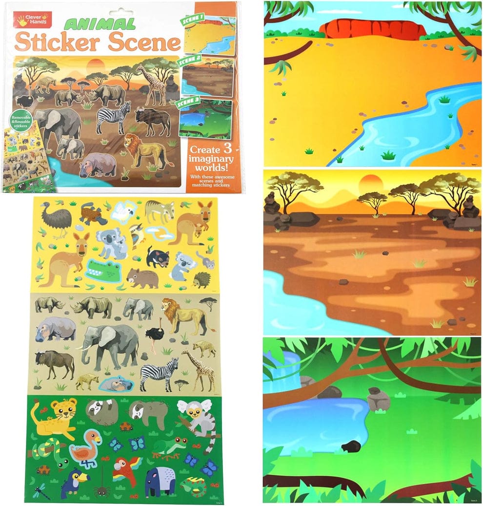 DIY 3in1 Reusable Sticker Art Scenes - Animal - Default Title - Odeez | Educational Toys Pakistan 