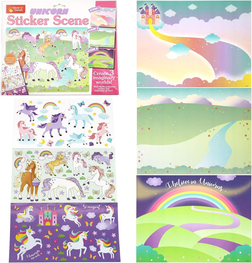 DIY 3in1 Reusable Sticker Art Scenes - Unicorn - Default Title - Odeez | Educational Toys Pakistan 