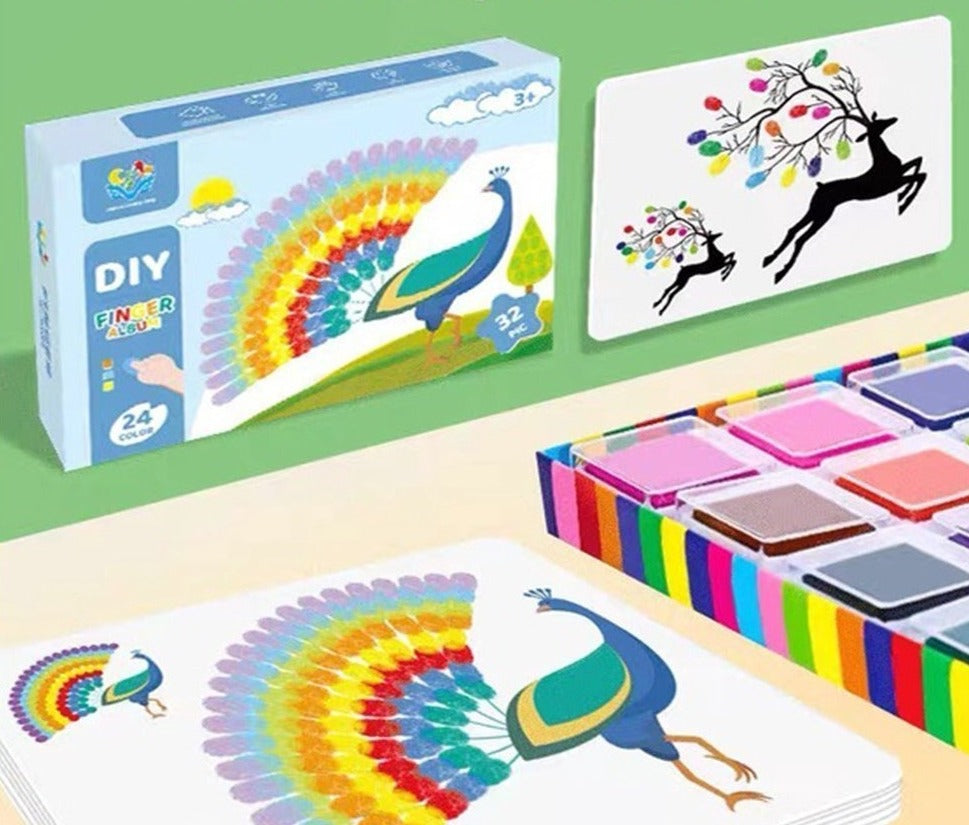 DIY Creative Finger Painting Doodle Art Book Kit - 12 Colors - Default Title - Odeez | Educational Toys Pakistan 