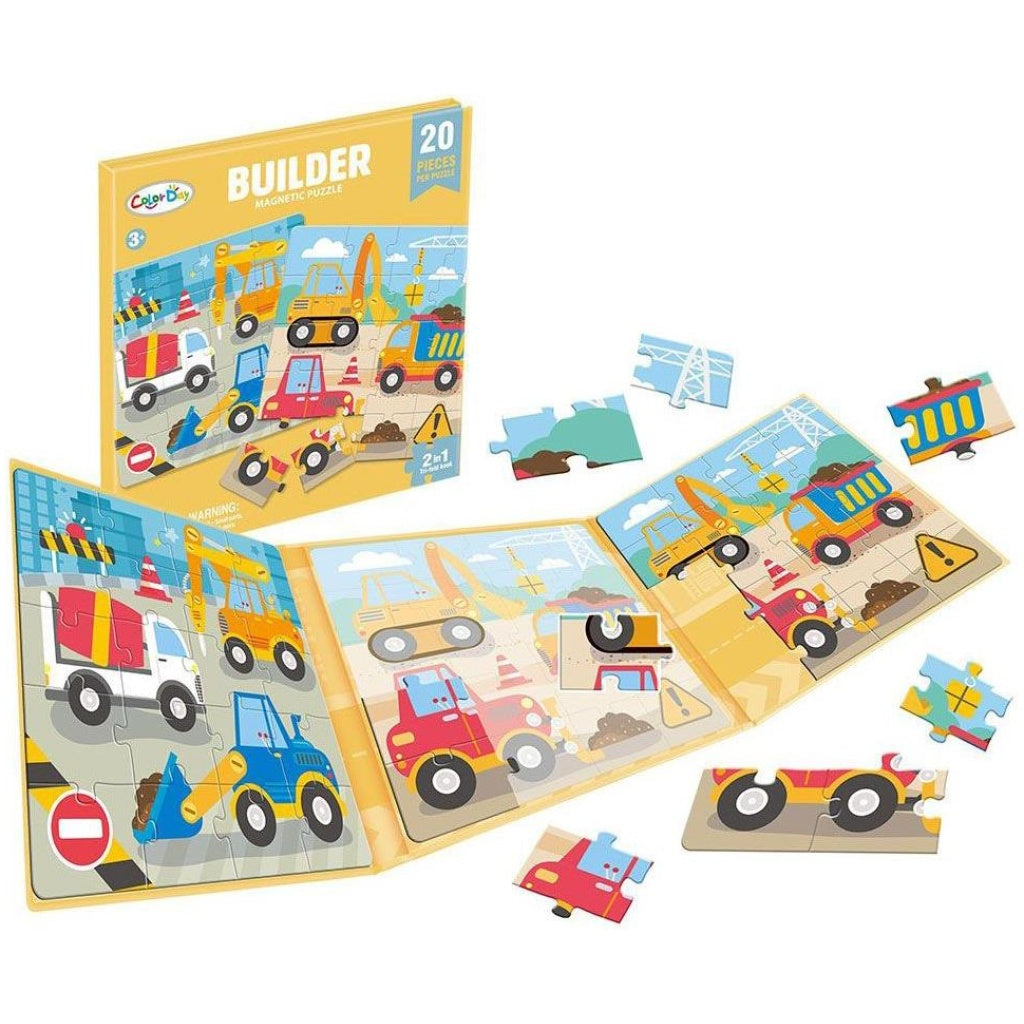 2in1 Builder Construction Magnetic Jigsaw Puzzle Book - 002 - Default Title - Odeez | Educational Toys Pakistan 