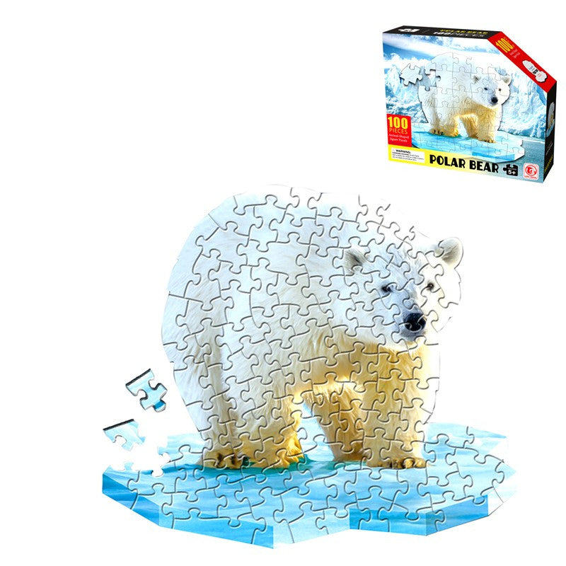 Polar Bear Animal Shaped Jigsaw Puzzle 100 pieces - 655 - Default Title - Odeez | Educational Toys Pakistan 