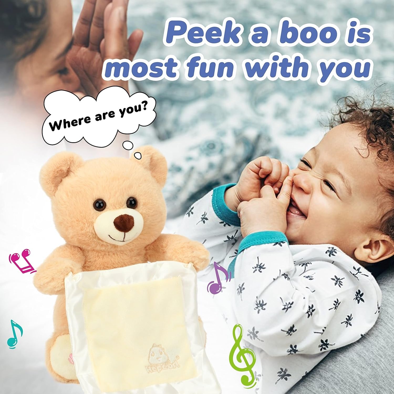 Peek A Boo Bear with Blanket Interactive Plush Teddy - 66B - Default Title - Odeez | Educational Toys Pakistan 