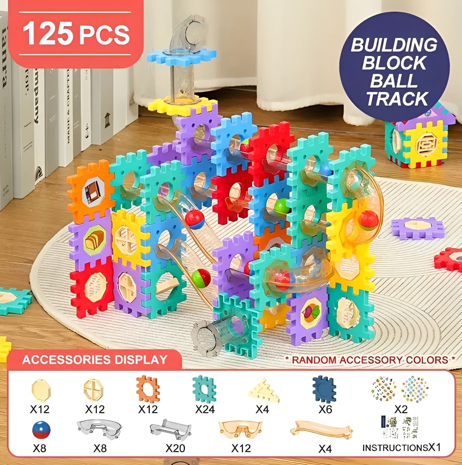 Pipeline Marble Ball Track Connecting Building Blocks - 125pcs - Default Title - Odeez | Educational Toys Pakistan 