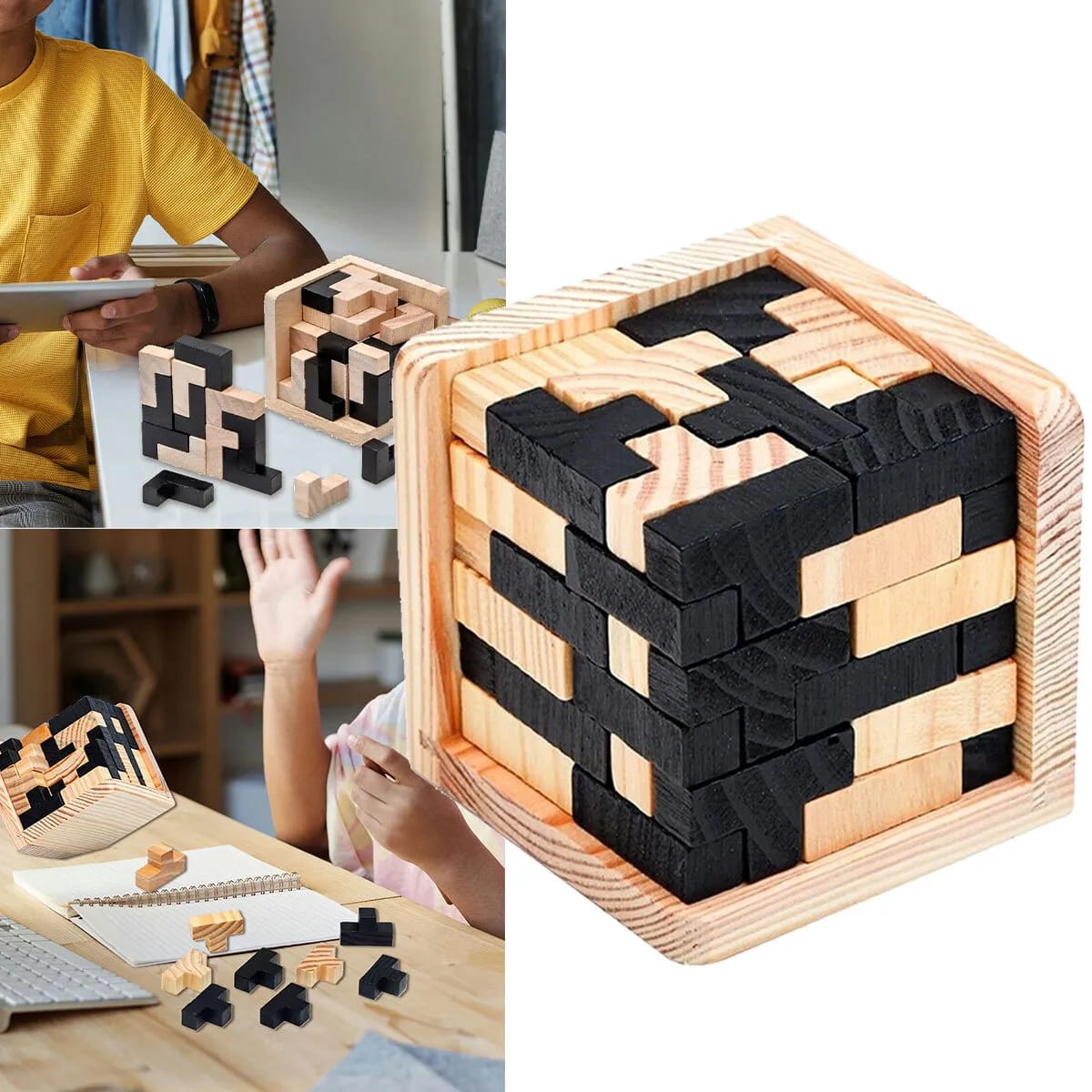Wooden IQ Brain Teaser Puzzle Cube - 689 - Default Title - Odeez | Educational Toys Pakistan 