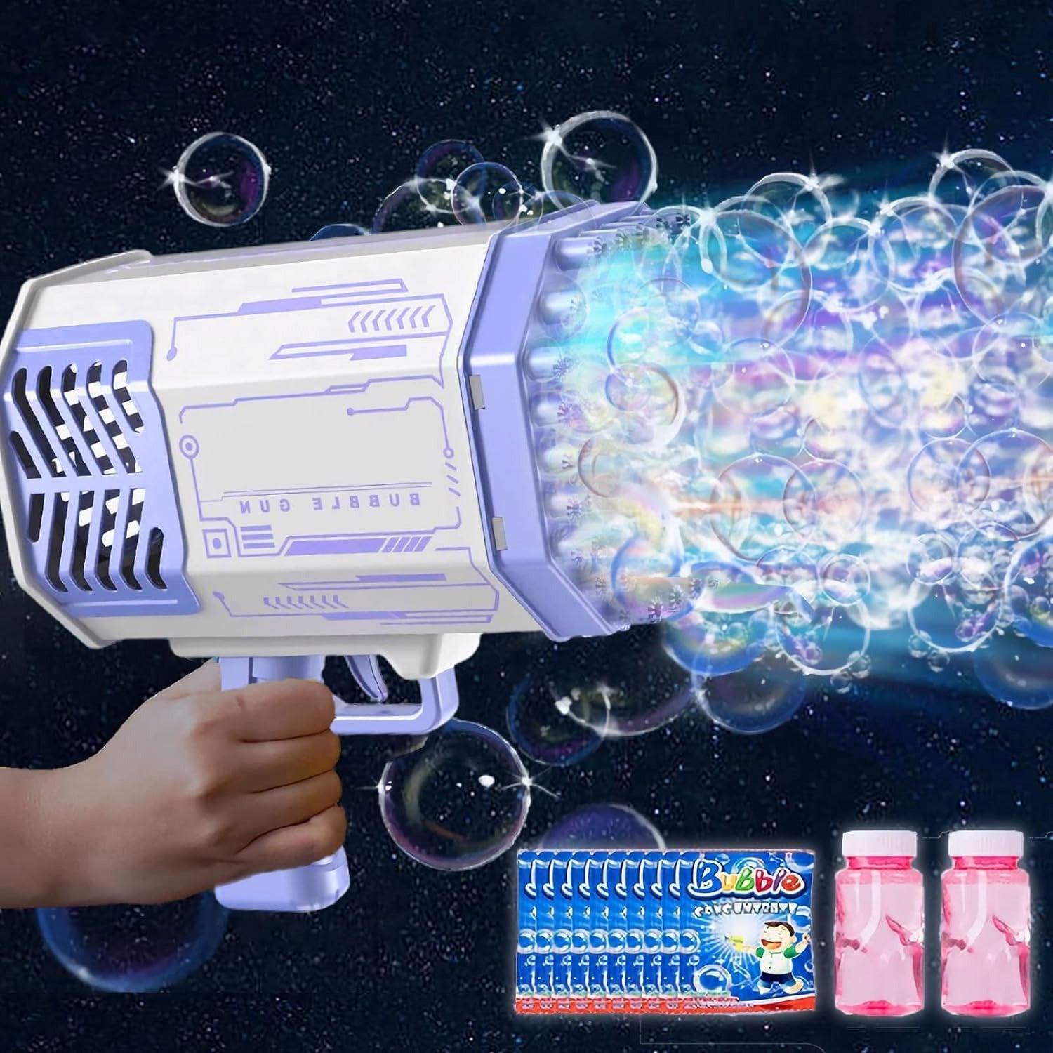 Bubble Machine Blaster Gun with Lights Battery Operated - 69 Holes - Default Title - Odeez | Educational Toys Pakistan 
