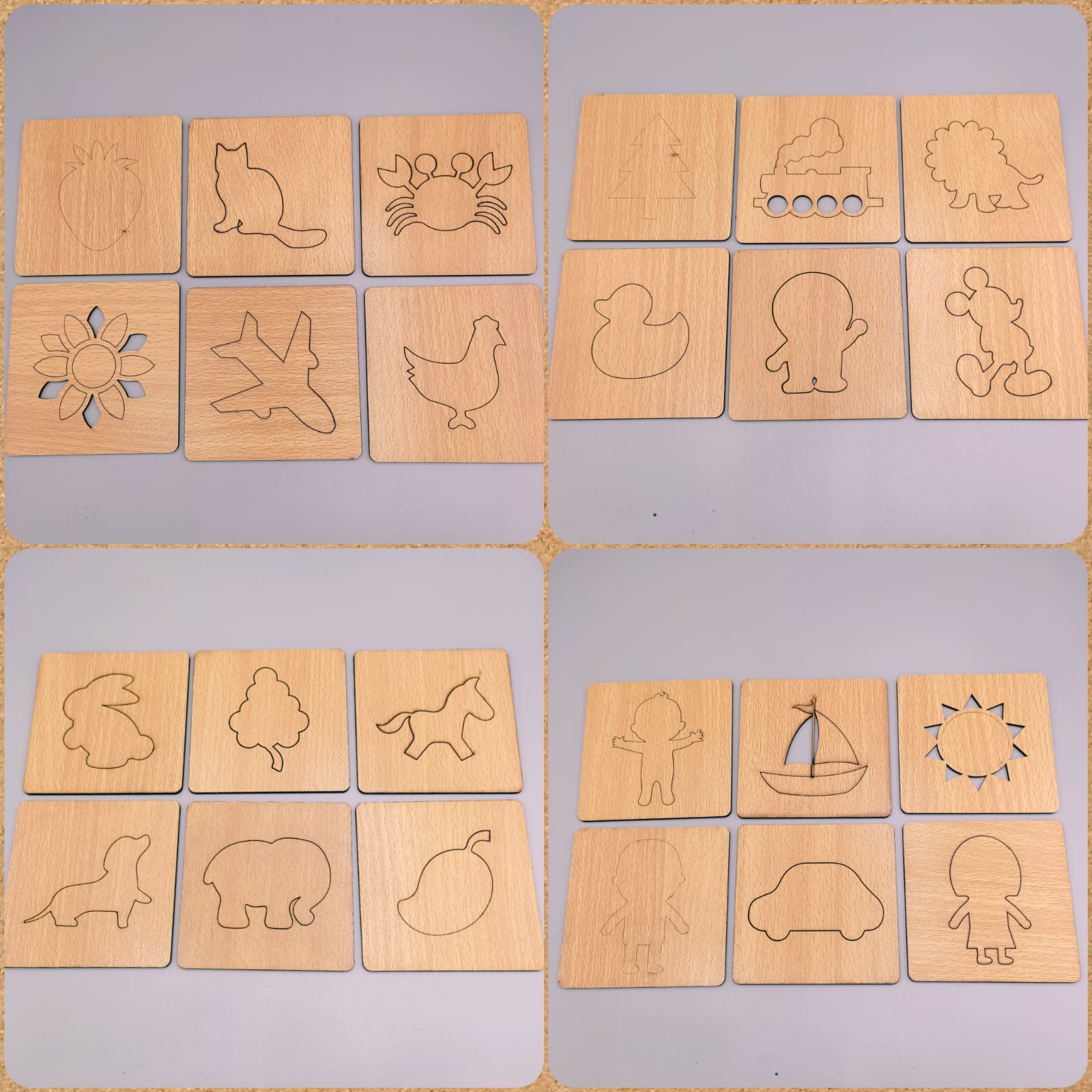 DIY Wooden Stencils Drawing Kit - 24 Pieces with Colors - Default Title - Odeez | Educational Toys Pakistan 