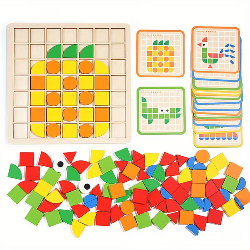 Wooden Mosaic 120 pcs Shape Pattern Matching Puzzle