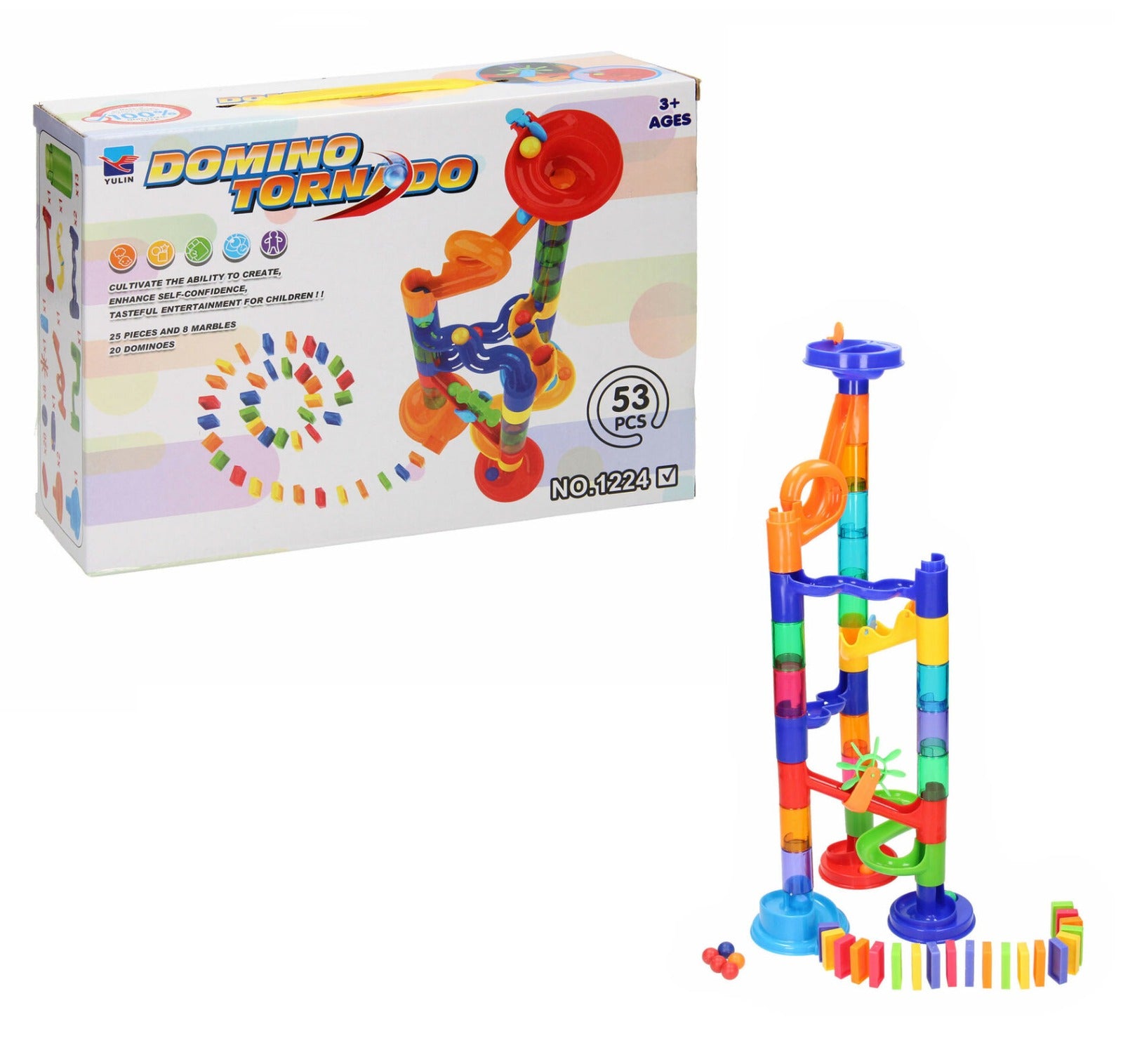 Domino Tornado Marble Run Blocks - 53 pieces
