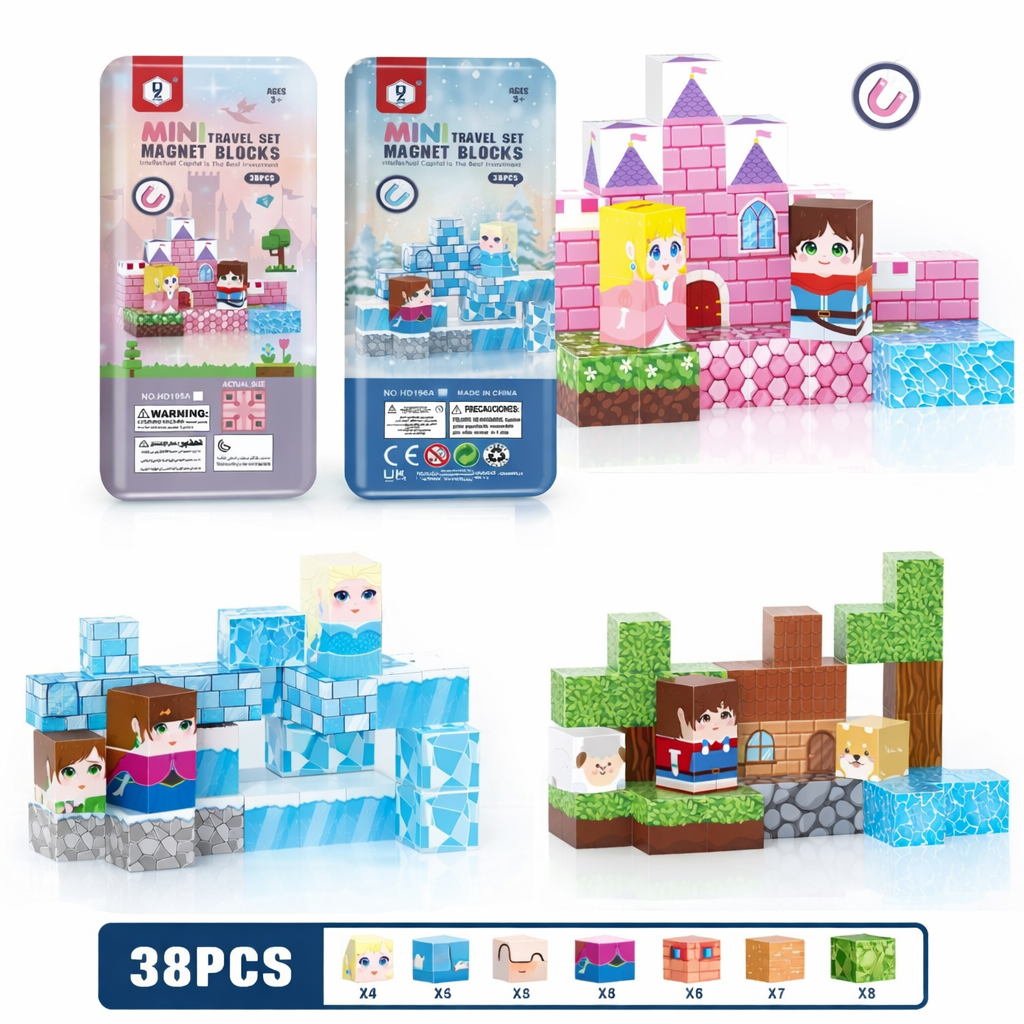 Mini Tin Travel Set Magnetic Cube Blocks 38 pieces - D19