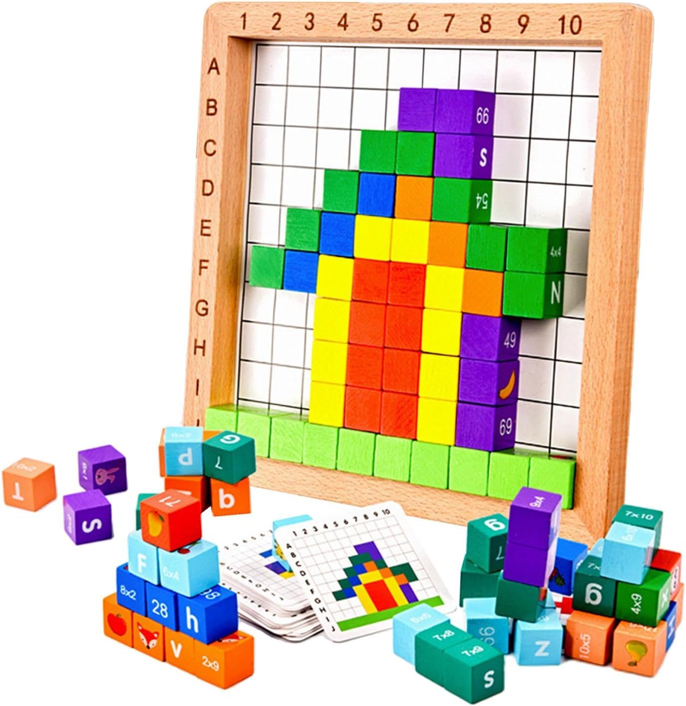 Wooden Multifunctional Number, Alphabet and Animals Pattern Blocks - 096 - Default Title - Odeez | Educational Toys Pakistan 