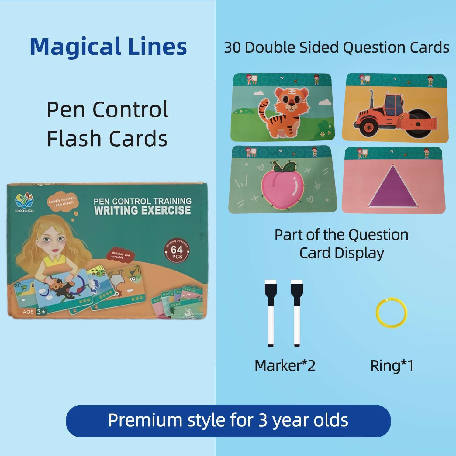 Pen Control Writing Exercise Flash Cards - 22B - Default Title - Odeez | Educational Toys Pakistan 