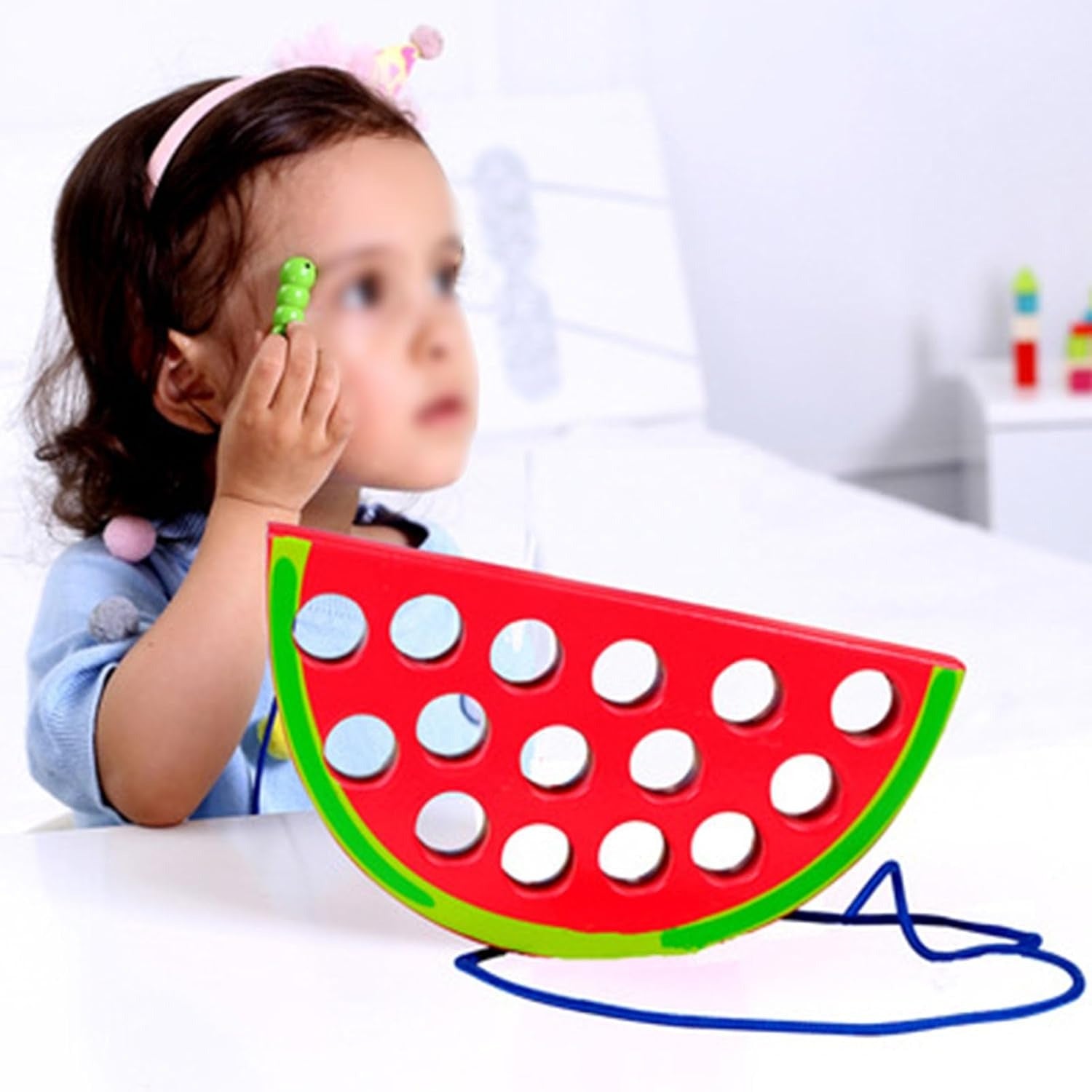 Wooden 3D Fruits Thread Lacing Kit - Watermelon - Default Title - Odeez | Educational Toys Pakistan 