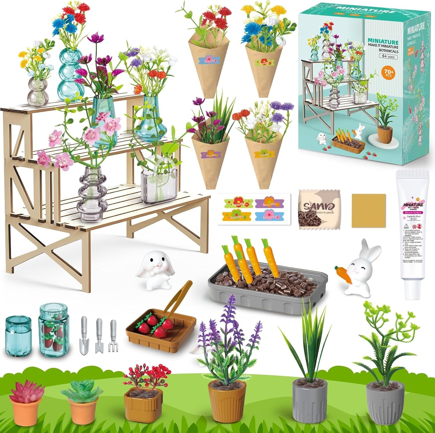 DIY Paper Flower Bouquet Craft Miniature Botanicals Collectibles Playset - 31A