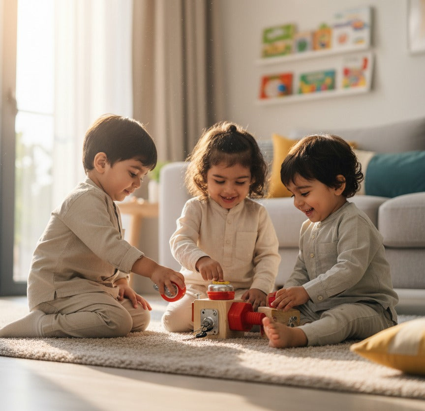 Wooden Montessori Activity Busy Cube - Six Sided
