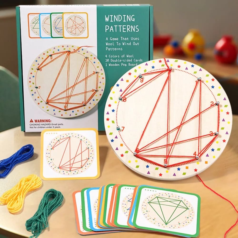Wooden Geoboard Thread Winding Pattern Kit - 579 - Default Title - Odeez | Educational Toys Pakistan 