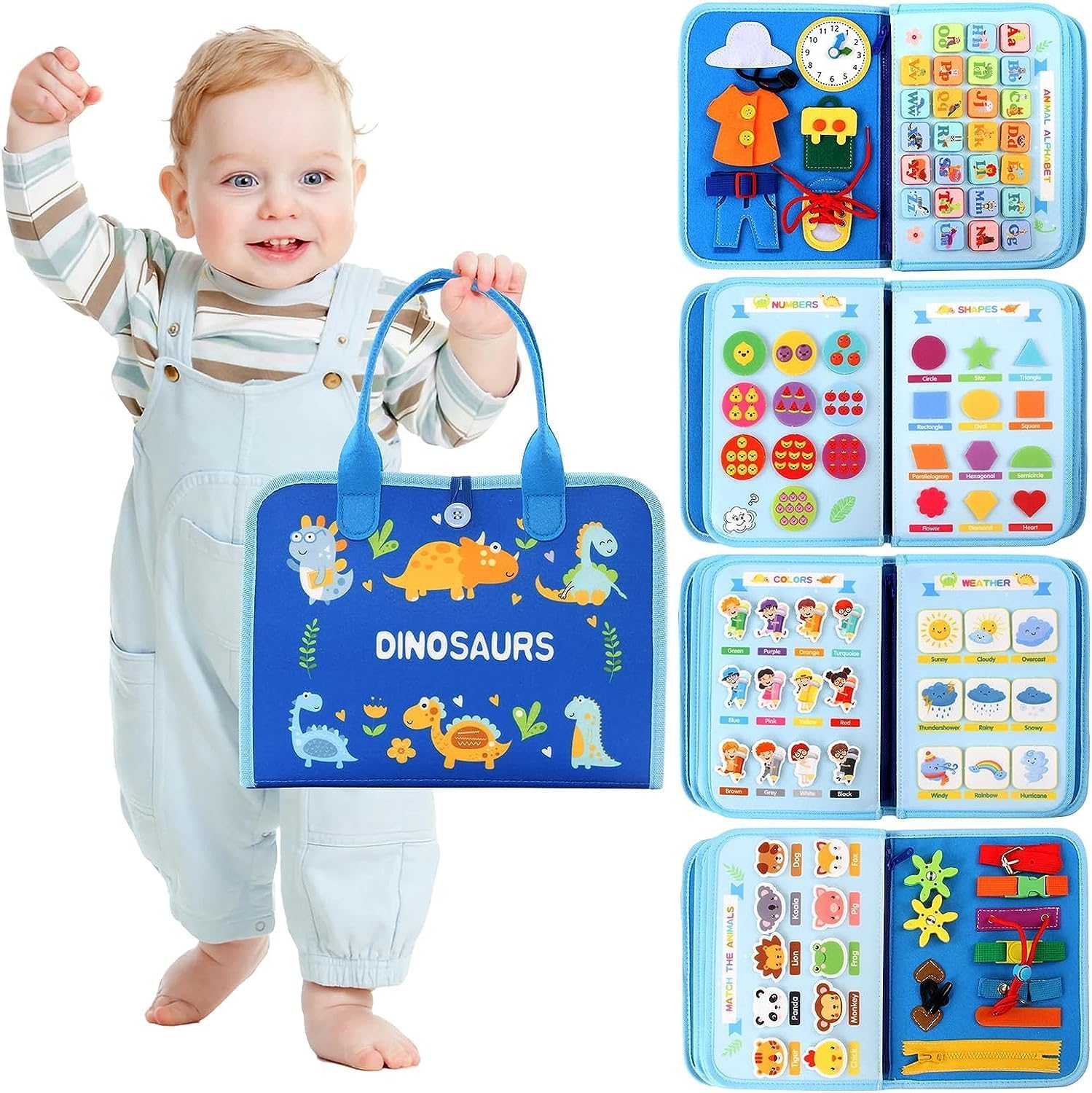 Busy Dinosaur Learning Sensory Fine Motor Book 5 Double Sided Pages - 086