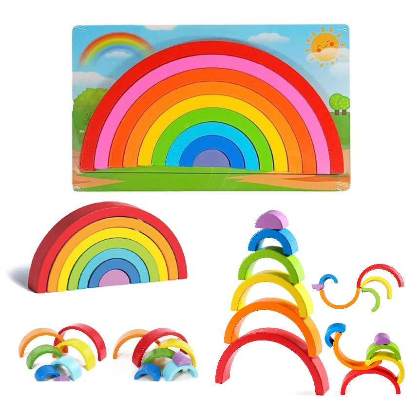 Wooden Rainbow Building Blocks 9 pieces - 070