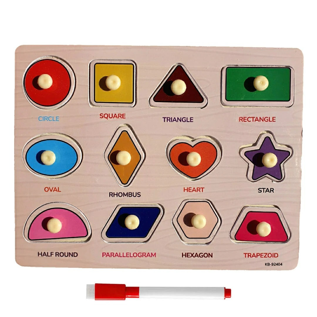 2in1 Shapes Knob Double Sided Board With Matching Activity - 404