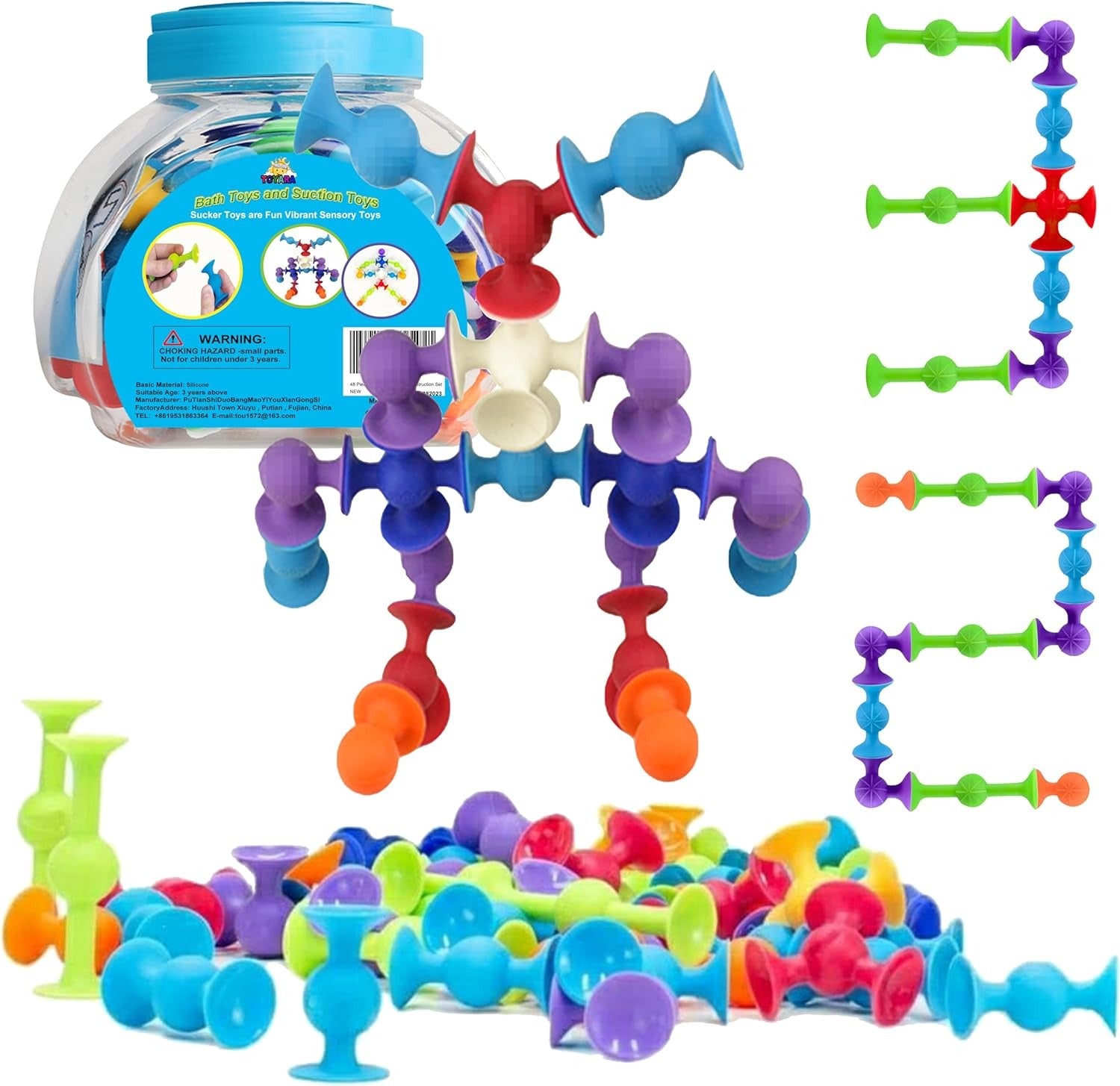 Suction Silicone Cup Sensory Connector Jar 48 pieces - Default Title - Odeez | Educational Toys Pakistan 