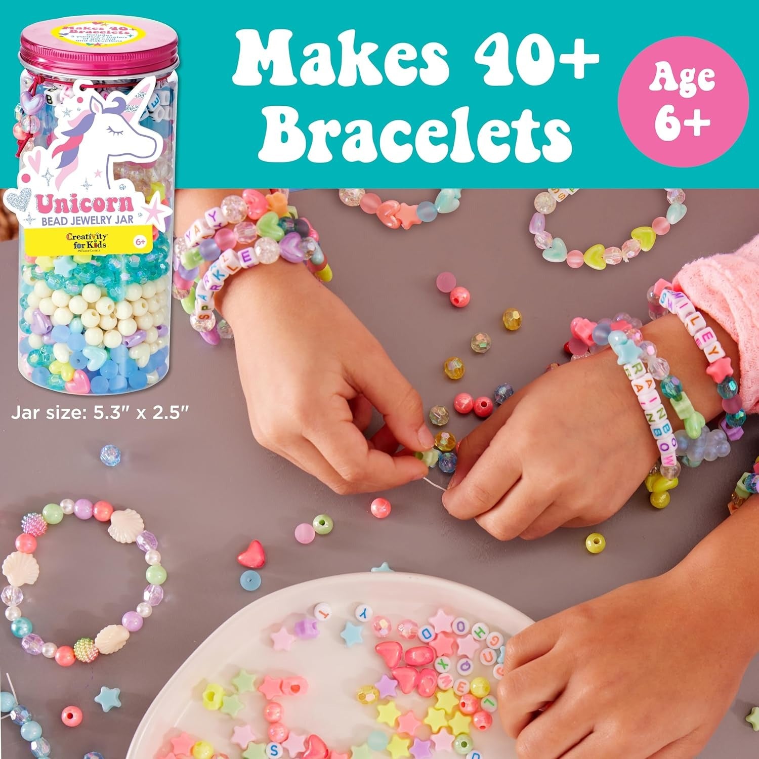 DIY Bracelets Bead Making Unicorn Jewellery Jar Kit - 81A