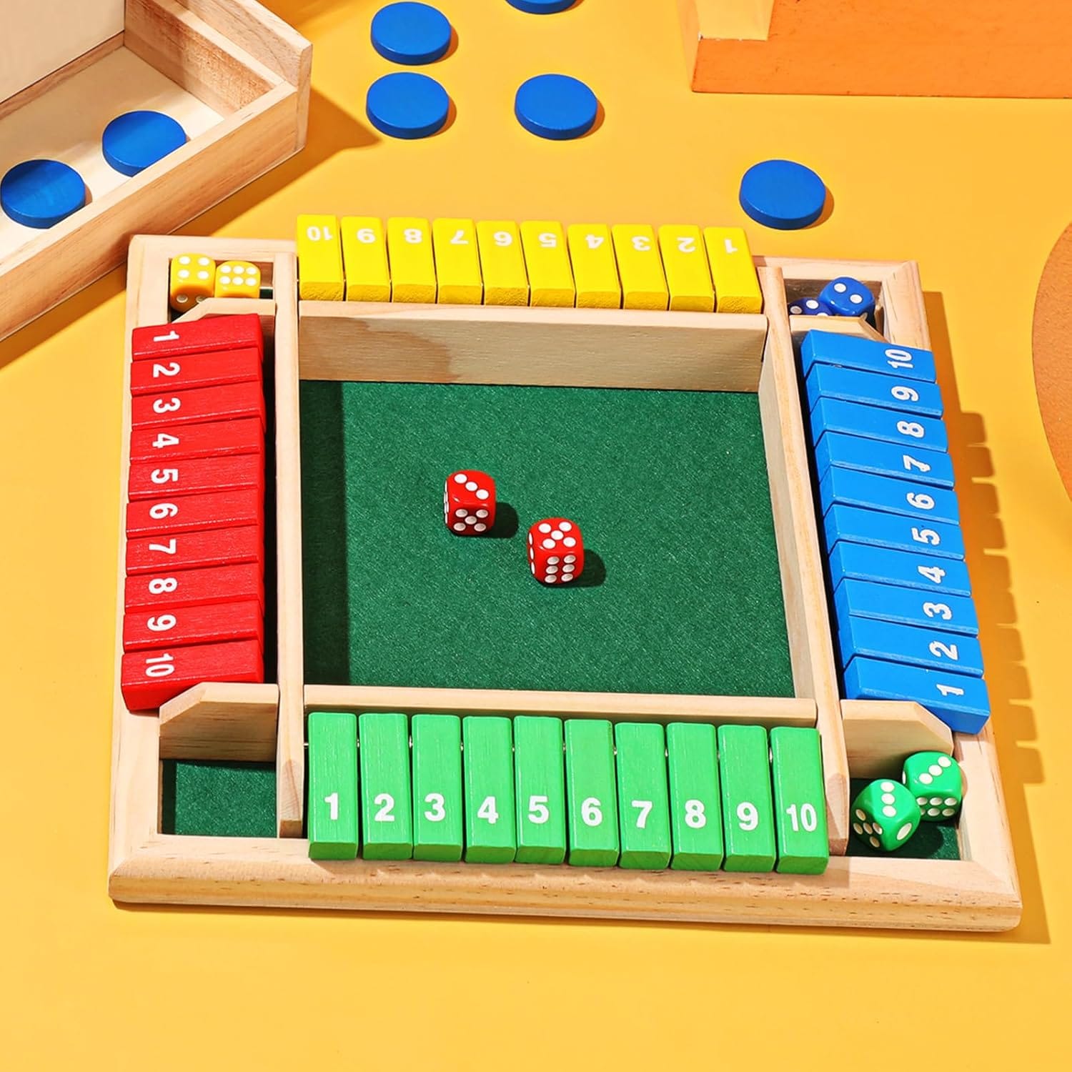 Colorful Wooden Dice Number Game for Family - 748