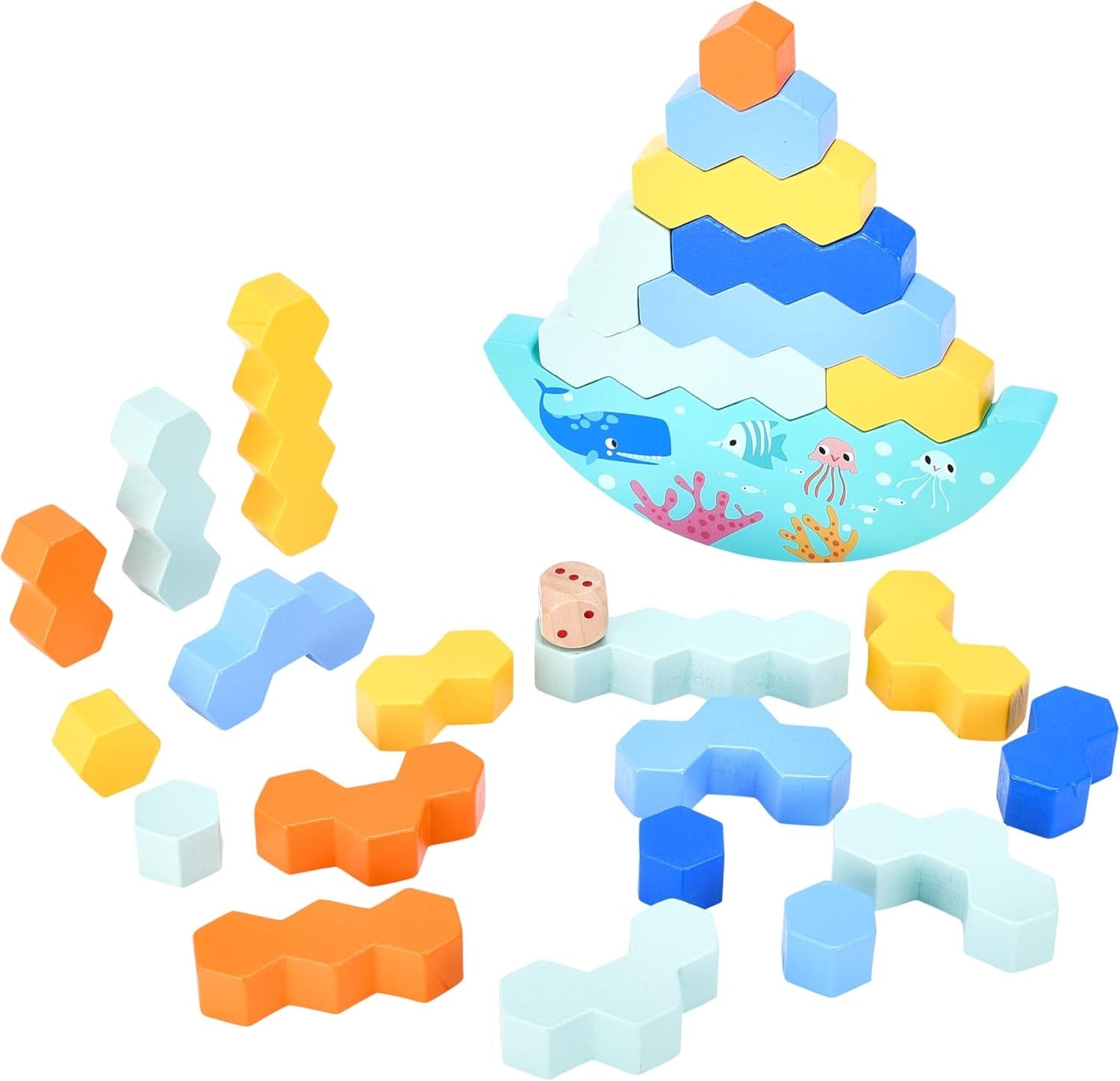 Dazmers Stacking Jenga Rainbow Wooden Blocks - 418