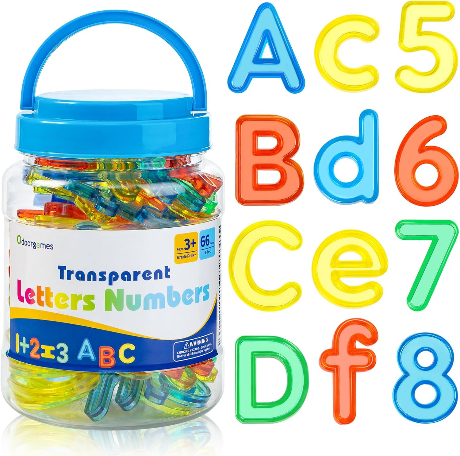 Translucent Letters and Numbers Set Jar 66 pieces - 020